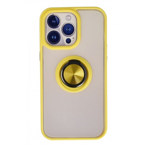 Newface iPhone 13 Pro Max Kılıf Montreal Yüzüklü Silikon Kapak - Sarı Newface iPhone 13 Pro Max Kılıf Montreal Yüzüklü Silikon Kapak - Sarı
