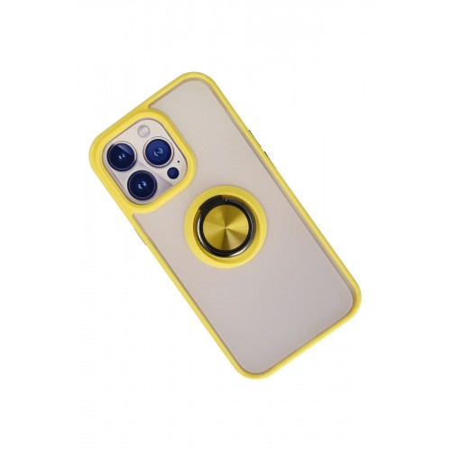 Newface iPhone 13 Pro Max Kılıf Montreal Yüzüklü Silikon Kapak - Sarı Newface iPhone 13 Pro Max Kılıf Montreal Yüzüklü Silikon Kapak - Sarı
