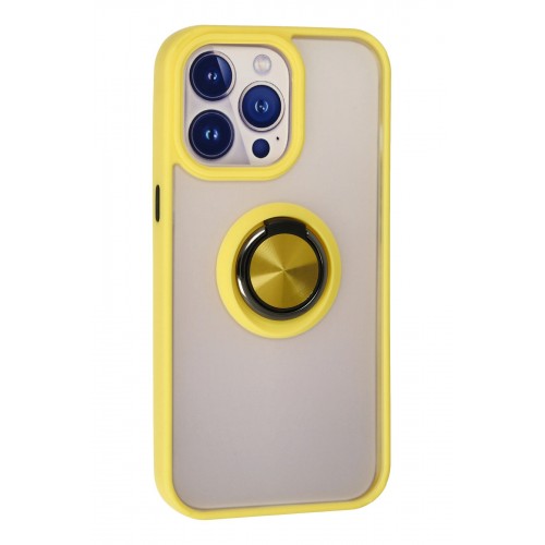 Newface iPhone 13 Pro Max Kılıf Montreal Yüzüklü Silikon Kapak - Sarı Newface iPhone 13 Pro Max Kılıf Montreal Yüzüklü Silikon Kapak - Sarı