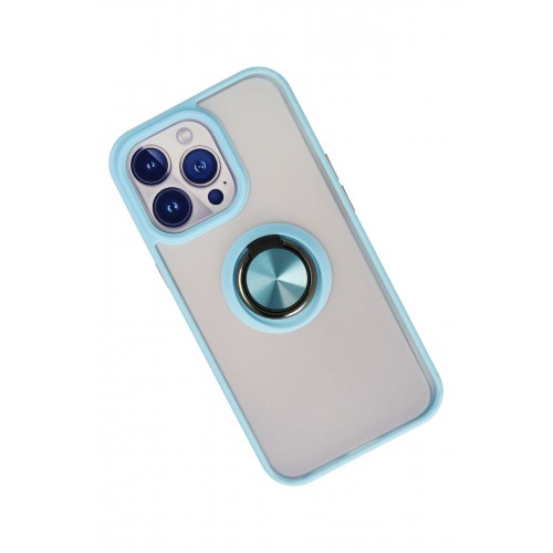 Newface iPhone 13 Pro Max Kılıf Montreal Yüzüklü Silikon Kapak - Buz Mavi Newface iPhone 13 Pro Max Kılıf Montreal Yüzüklü Silikon Kapak - Buz Mavi