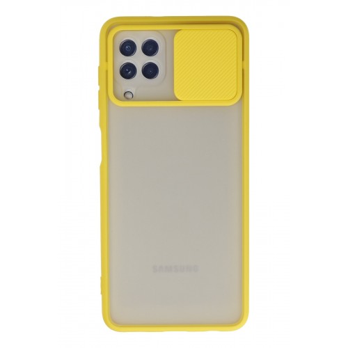 Newface Samsung Galaxy A22 Kılıf Palm Buzlu Kamera Sürgülü Silikon - Sarı Newface Samsung Galaxy A22 Kılıf Palm Buzlu Kamera Sürgülü Silikon - Sarı