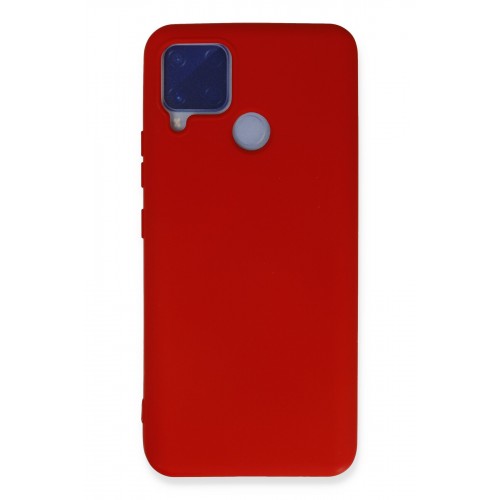 Newface Realme C15 Kılıf Nano içi Kadife Silikon - Kırmızı Newface Realme C15 Kılıf Nano içi Kadife Silikon - Kırmızı