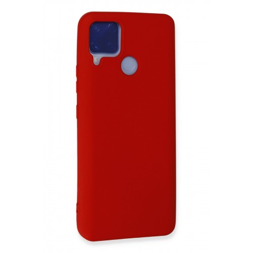 Newface Realme C15 Kılıf Nano içi Kadife Silikon - Kırmızı Newface Realme C15 Kılıf Nano içi Kadife Silikon - Kırmızı