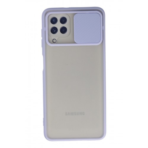 Newface Samsung Galaxy M22 Kılıf Palm Buzlu Kamera Sürgülü Silikon - Lila Newface Samsung Galaxy M22 Kılıf Palm Buzlu Kamera Sürgülü Silikon - Lila