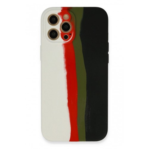 Newface iPhone 12 Pro Max Kılıf Ebruli Lansman Silikon - Beyaz-Siyah