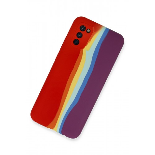 Newface Samsung Galaxy A02S Kılıf Ebruli Lansman Silikon - Kırmızı-Mor Newface Samsung Galaxy A02S Kılıf Ebruli Lansman Silikon - Kırmızı-Mor