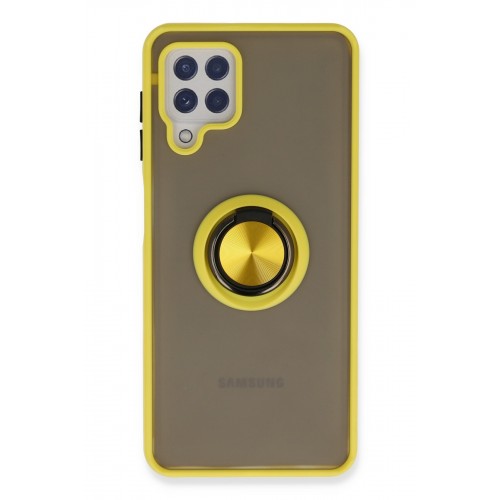 Newface Samsung Galaxy M22 Kılıf Montreal Yüzüklü Silikon Kapak - Sarı Newface Samsung Galaxy M22 Kılıf Montreal Yüzüklü Silikon Kapak - Sarı
