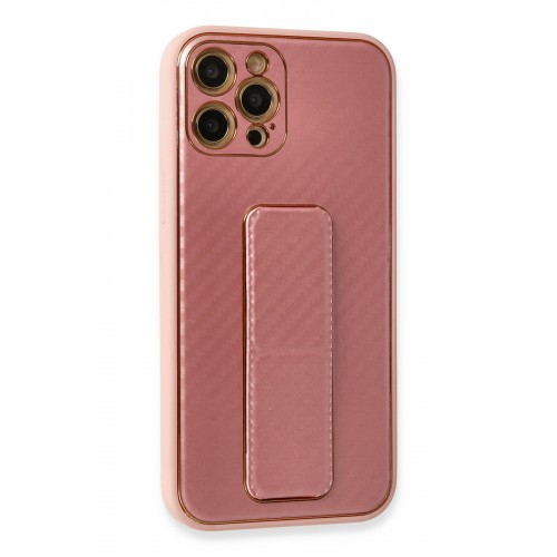 Newface iPhone 12 Pro Kılıf Coco Karbon Standlı Kapak - Pembe Newface iPhone 12 Pro Kılıf Coco Karbon Standlı Kapak - Pembe