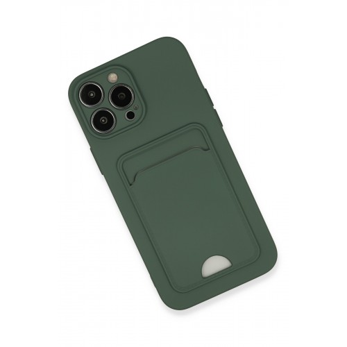 Newface iPhone 13 Pro Max Kılıf Kelvin Kartvizitli Silikon - Koyu Yeşil Newface iPhone 13 Pro Max Kılıf Kelvin Kartvizitli Silikon - Koyu Yeşil