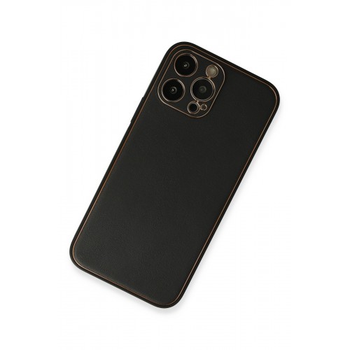 Newface iPhone 13 Pro Max Kılıf Coco Deri Silikon Kapak - Siyah Newface iPhone 13 Pro Max Kılıf Coco Deri Silikon Kapak - Siyah