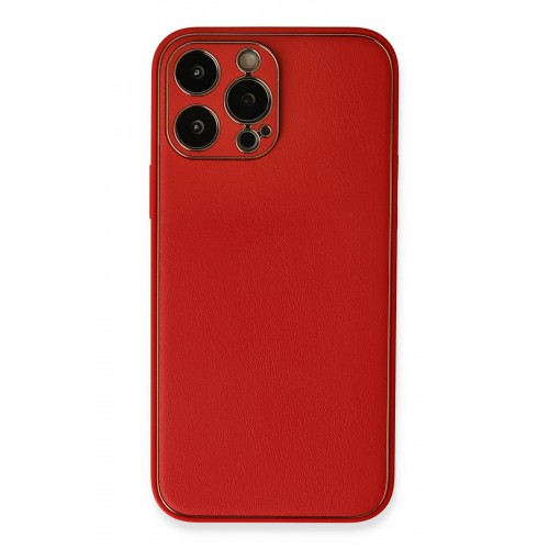 Newface iPhone 13 Pro Max Kılıf Coco Deri Silikon Kapak - Kırmızı Newface iPhone 13 Pro Max Kılıf Coco Deri Silikon Kapak - Kırmızı