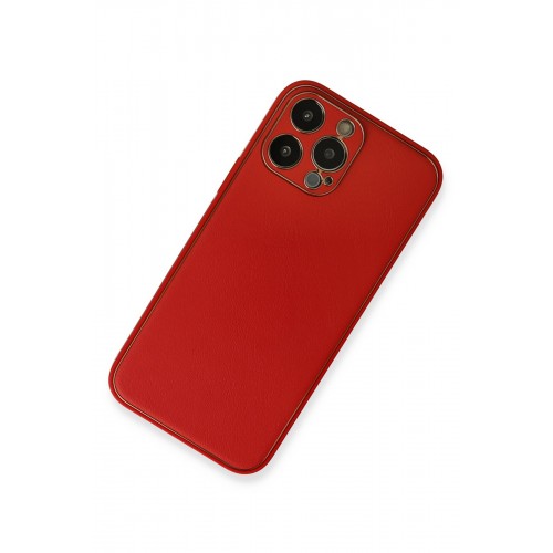 Newface iPhone 13 Pro Max Kılıf Coco Deri Silikon Kapak - Kırmızı Newface iPhone 13 Pro Max Kılıf Coco Deri Silikon Kapak - Kırmızı