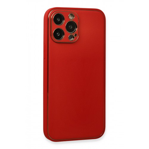 Newface iPhone 13 Pro Max Kılıf Coco Deri Silikon Kapak - Kırmızı Newface iPhone 13 Pro Max Kılıf Coco Deri Silikon Kapak - Kırmızı