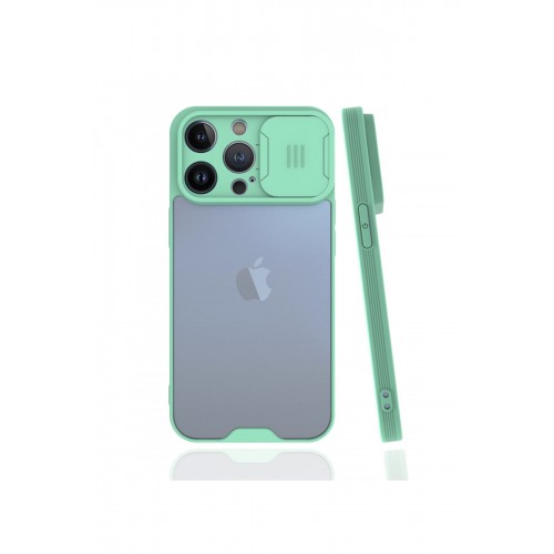 Newface iPhone 13 Pro Max Kılıf Platin Kamera Koruma Silikon - Açık Yeşil