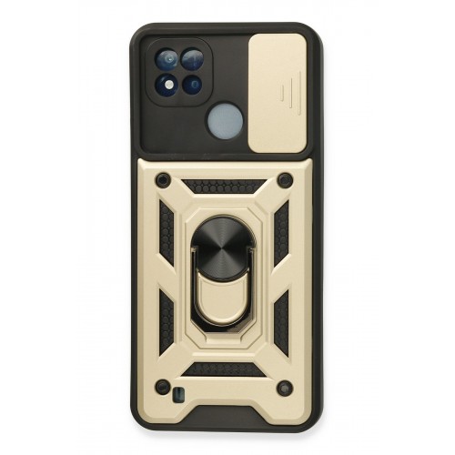 Newface Realme C11 2021 Kılıf Pars Lens Yüzüklü Silikon - Gold