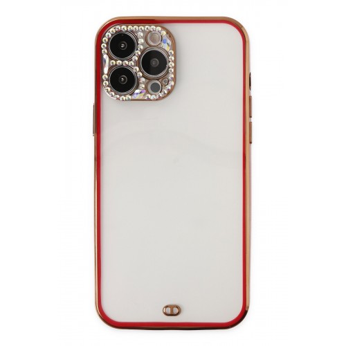 Newface iPhone 13 Pro Kılıf Liva Taşlı Silikon - Kırmızı Newface iPhone 13 Pro Kılıf Liva Taşlı Silikon - Kırmızı