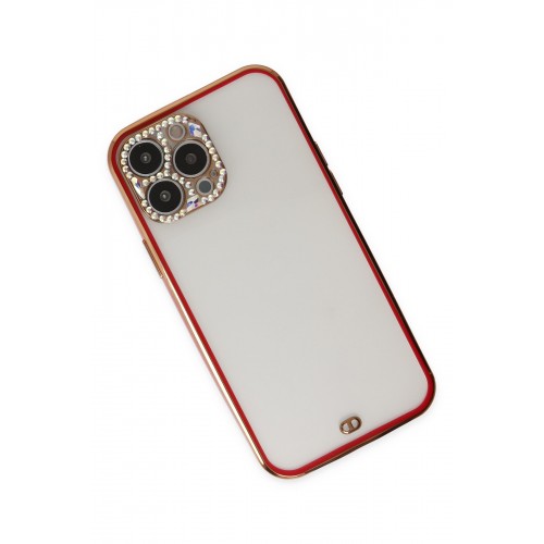 Newface iPhone 13 Pro Max Kılıf Liva Taşlı Silikon - Kırmızı Newface iPhone 13 Pro Max Kılıf Liva Taşlı Silikon - Kırmızı