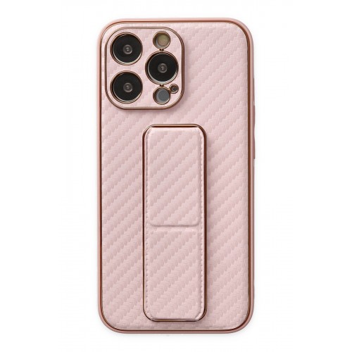 Newface iPhone 13 Pro Kılıf Coco Karbon Standlı Kapak - Pembe Newface iPhone 13 Pro Kılıf Coco Karbon Standlı Kapak - Pembe