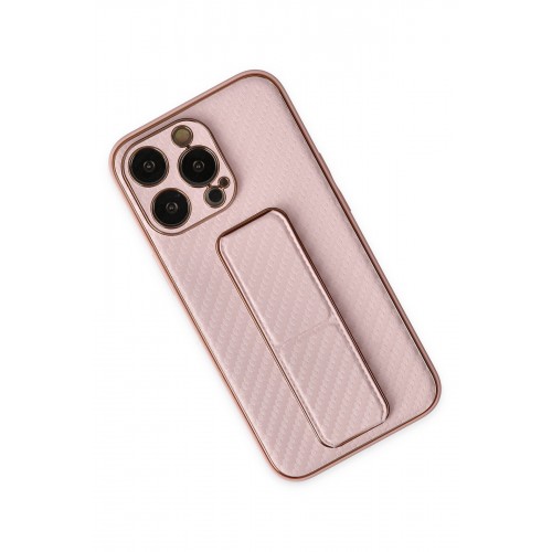 Newface iPhone 13 Pro Kılıf Coco Karbon Standlı Kapak - Pembe Newface iPhone 13 Pro Kılıf Coco Karbon Standlı Kapak - Pembe