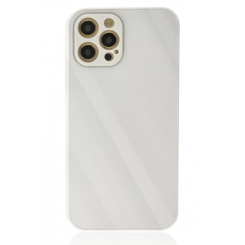 Newface iPhone 12 Pro Max Kılıf Glass Kapak - Beyaz Newface iPhone 12 Pro Max Kılıf Glass Kapak - Beyaz