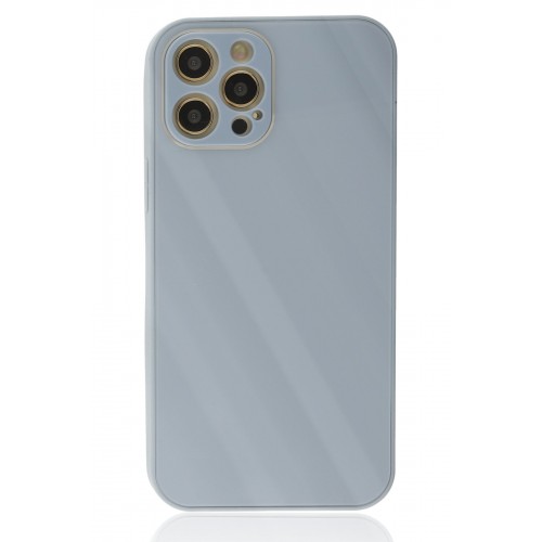 Newface iPhone 12 Pro Max Kılıf Glass Kapak - Sky Blue Newface iPhone 12 Pro Max Kılıf Glass Kapak - Sky Blue