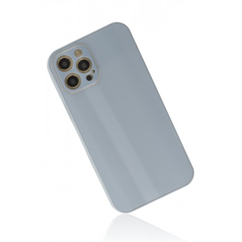 Newface iPhone 12 Pro Max Kılıf Glass Kapak - Sky Blue Newface iPhone 12 Pro Max Kılıf Glass Kapak - Sky Blue