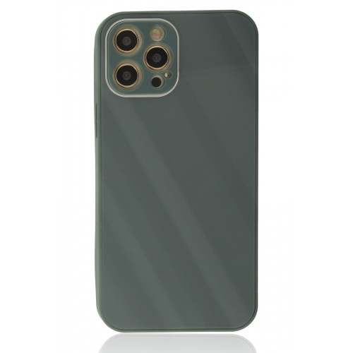 Newface iPhone 12 Pro Max Kılıf Glass Kapak - Koyu Yeşil Newface iPhone 12 Pro Max Kılıf Glass Kapak - Koyu Yeşil