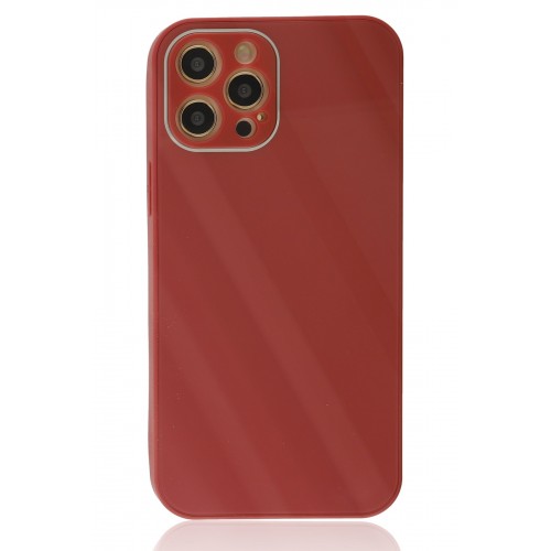 Newface iPhone 12 Pro Max Kılıf Glass Kapak - Bordo Newface iPhone 12 Pro Max Kılıf Glass Kapak - Bordo