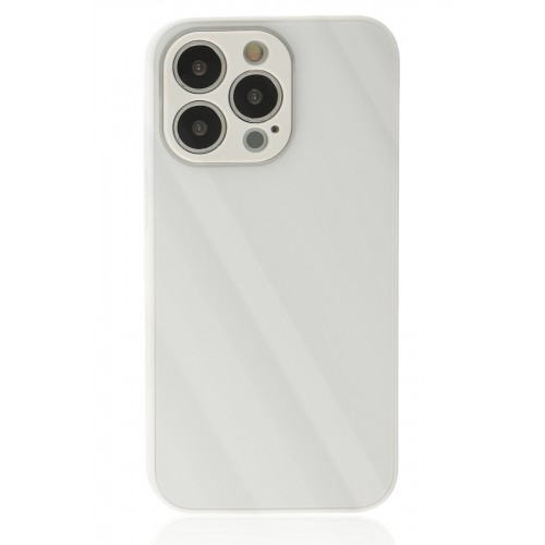 Newface iPhone 13 Pro Kılıf Glass Kapak - Beyaz Newface iPhone 13 Pro Kılıf Glass Kapak - Beyaz