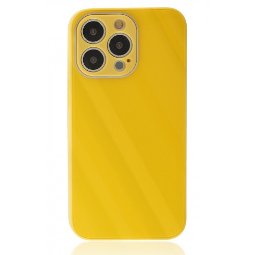 Newface iPhone 13 Pro Kılıf Glass Kapak - Sarı Newface iPhone 13 Pro Kılıf Glass Kapak - Sarı