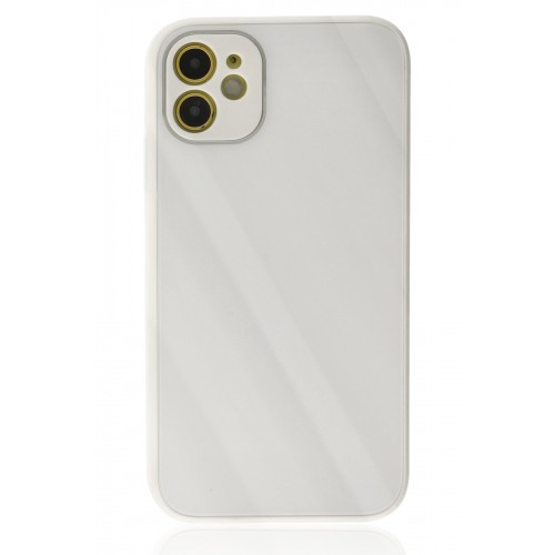 Newface iPhone 12 Kılıf Glass Kapak - Beyaz Newface iPhone 12 Kılıf Glass Kapak - Beyaz