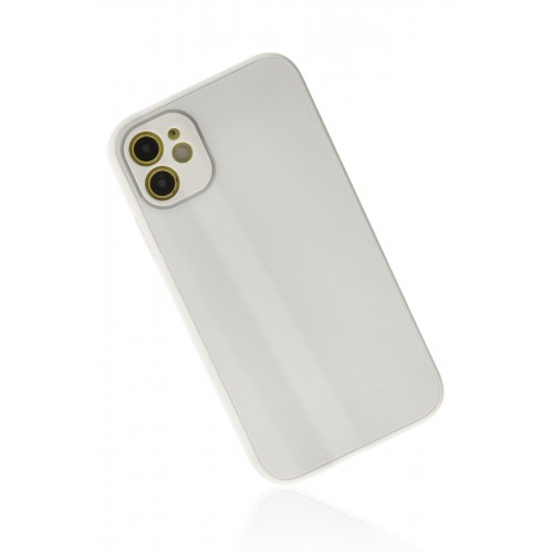 Newface iPhone 12 Kılıf Glass Kapak - Beyaz Newface iPhone 12 Kılıf Glass Kapak - Beyaz
