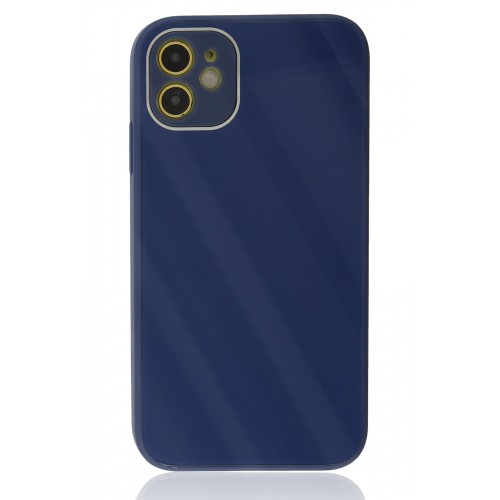 Newface iPhone 12 Kılıf Glass Kapak - Lacivert Newface iPhone 12 Kılıf Glass Kapak - Lacivert