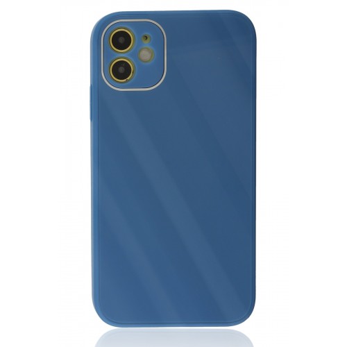 Newface iPhone 12 Kılıf Glass Kapak - Mavi Newface iPhone 12 Kılıf Glass Kapak - Mavi