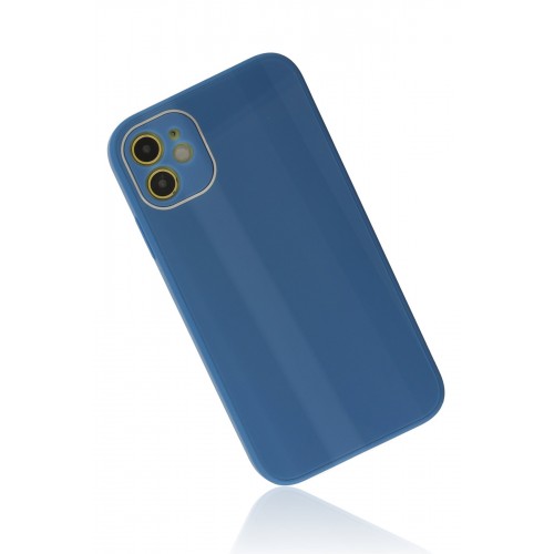 Newface iPhone 12 Kılıf Glass Kapak - Mavi Newface iPhone 12 Kılıf Glass Kapak - Mavi