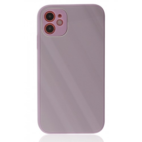 Newface iPhone 12 Kılıf Glass Kapak - Mor Newface iPhone 12 Kılıf Glass Kapak - Mor