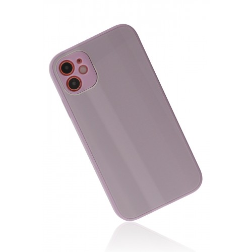 Newface iPhone 12 Kılıf Glass Kapak - Mor Newface iPhone 12 Kılıf Glass Kapak - Mor