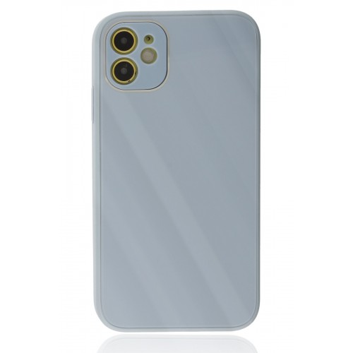 Newface iPhone 12 Kılıf Glass Kapak - Sky Blue Newface iPhone 12 Kılıf Glass Kapak - Sky Blue