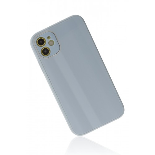 Newface iPhone 12 Kılıf Glass Kapak - Sky Blue Newface iPhone 12 Kılıf Glass Kapak - Sky Blue