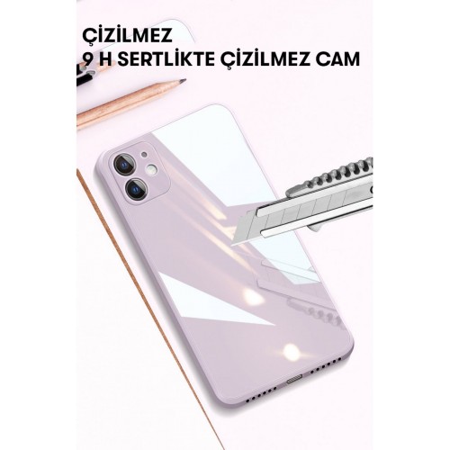 Newface iPhone 12 Kılıf Glass Kapak - Sky Blue Newface iPhone 12 Kılıf Glass Kapak - Sky Blue