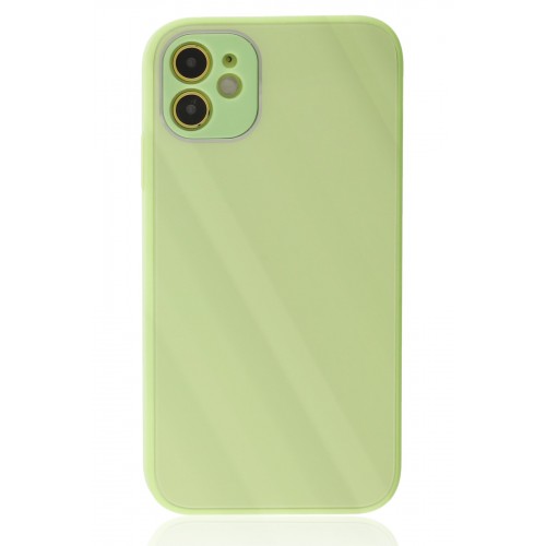 Newface iPhone 12 Kılıf Glass Kapak - Açık Yeşil Newface iPhone 12 Kılıf Glass Kapak - Açık Yeşil
