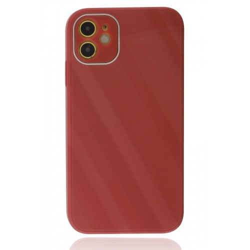 Newface iPhone 12 Kılıf Glass Kapak - Bordo Newface iPhone 12 Kılıf Glass Kapak - Bordo