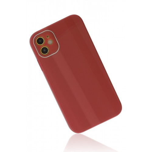 Newface iPhone 12 Kılıf Glass Kapak - Bordo Newface iPhone 12 Kılıf Glass Kapak - Bordo