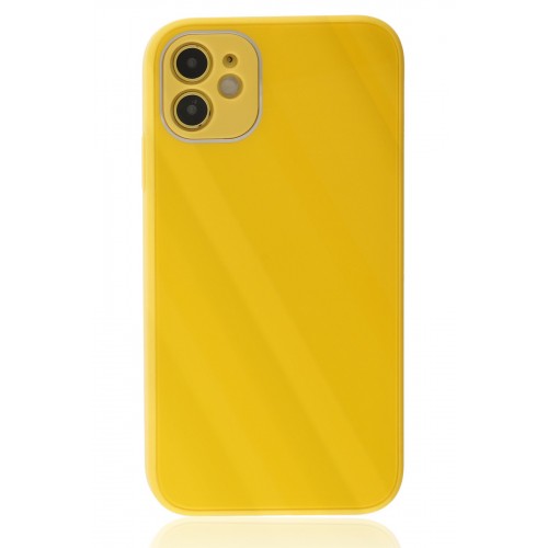 Newface iPhone 12 Kılıf Glass Kapak - Sarı Newface iPhone 12 Kılıf Glass Kapak - Sarı