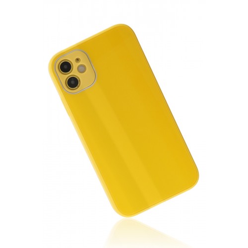 Newface iPhone 12 Kılıf Glass Kapak - Sarı Newface iPhone 12 Kılıf Glass Kapak - Sarı