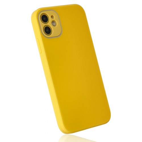 Newface iPhone 12 Kılıf Glass Kapak - Sarı Newface iPhone 12 Kılıf Glass Kapak - Sarı