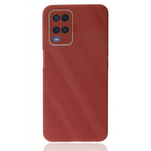 Newface Oppo A54 4G Kılıf Glass Kapak - Bordo Newface Oppo A54 4G Kılıf Glass Kapak - Bordo