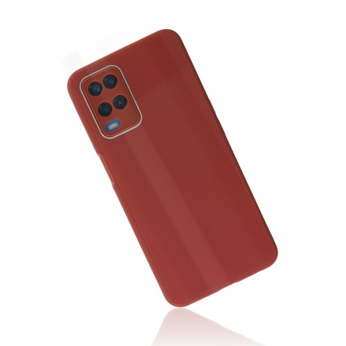 Newface Oppo A54 4G Kılıf Glass Kapak - Bordo Newface Oppo A54 4G Kılıf Glass Kapak - Bordo