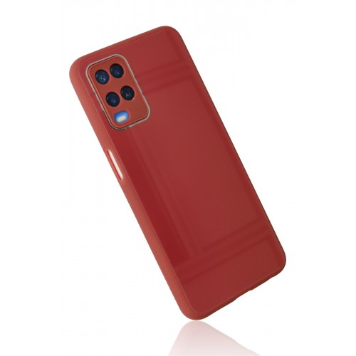 Newface Oppo A54 4G Kılıf Glass Kapak - Bordo Newface Oppo A54 4G Kılıf Glass Kapak - Bordo
