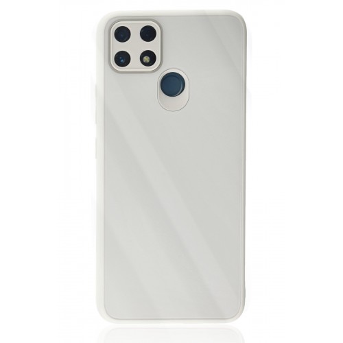 Newface Realme C25 Kılıf Glass Kapak - Beyaz Newface Realme C25 Kılıf Glass Kapak - Beyaz